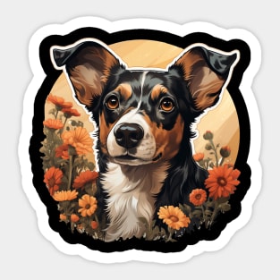 Rat Terrier  Dog Vintage Floral Sticker
